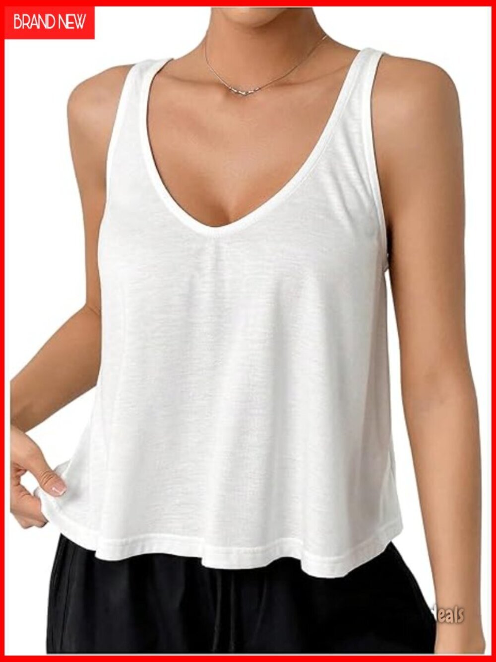 Women's V-Neck Sleeveless Crop Tank Top Loose Fit Polyester Summer